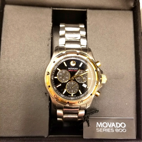 Movado two-tone stainless steel men's watch 800 series Fresh Battery, Box - Picture 2 of 15